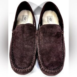 UGG Mens Size 12 chocolate Brown Suede Alder Slip On Loafer Sippers 1003419